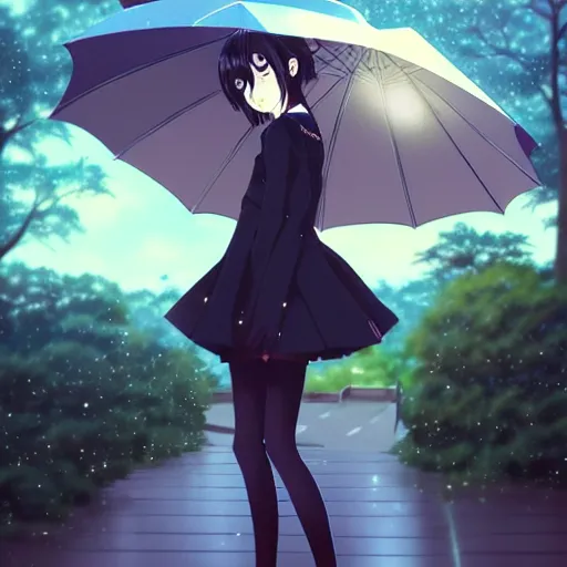 Dark girl with umbrella [Artist: theDURRRRIAN] - Original anime