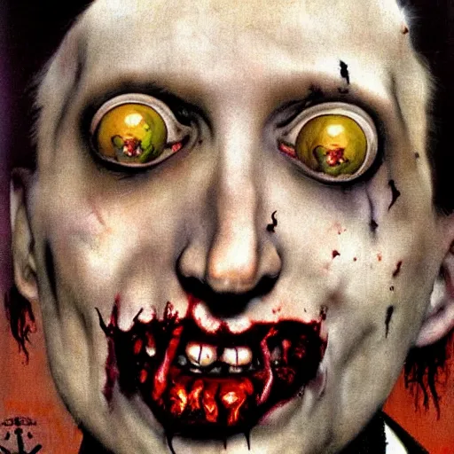 Image similar to zombie marilyn manson by norman rockwell