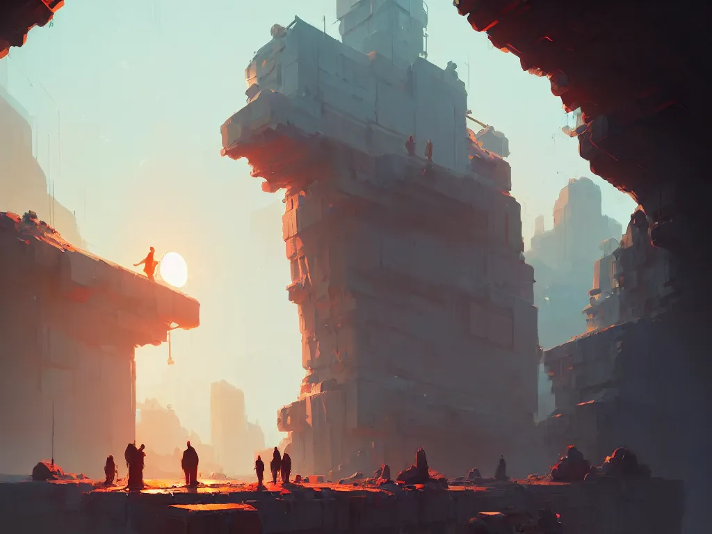 Image similar to giant iron forge, persons, by atey ghailan, ismail inceoglu, michal lisowski, artstation, volumetric light, high detail, reflections, perfect, concept art, hdr, 4 k