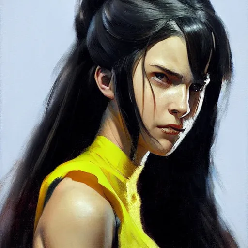 Prompt: greg manchess portrait painting of x - 2 3 laura kinney as overwatch character, medium shot, asymmetrical, profile picture, organic painting, sunny day, matte painting, bold shapes, hard edges, street art, trending on artstation, by huang guangjian and gil elvgren and sachin teng