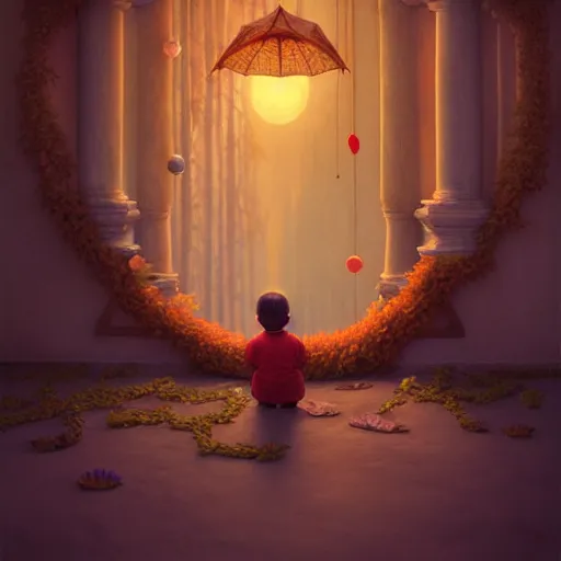 Prompt: lullaby of hope happiness of a young boy, moody : : wes anderson, roger dean, sophie anderson, esao andrews : : ornate, dynamic, particulate, intricate, elegant, highly detailed, centered, artstation, smooth, sharp focus, octane render, 3 d