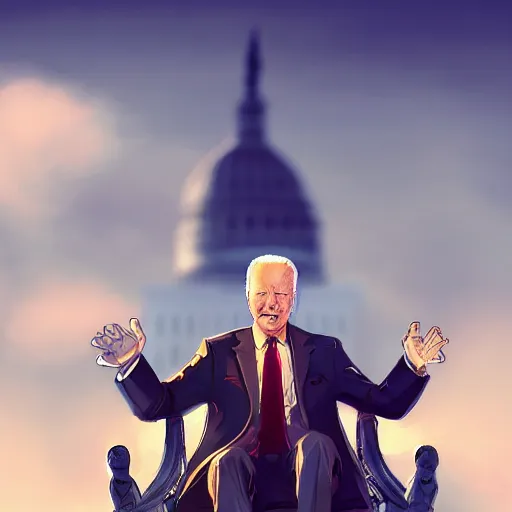 Prompt: portrait of lich joe biden lording over the US capitol building, artstation, cgsociety