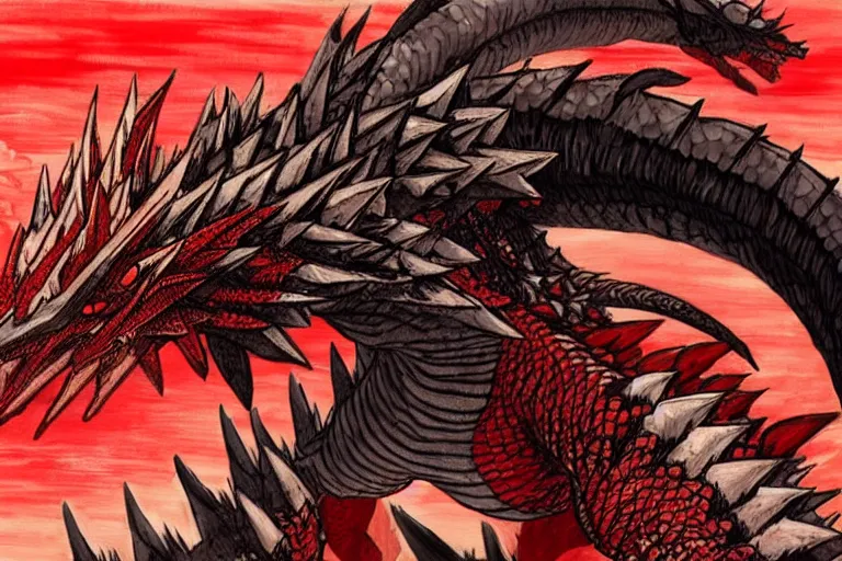 Prompt: rathalos, trending on pixiv, HD, ukiyoe painting, monster hunter