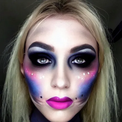 Prompt: A completely normal human face with beautiful makeup