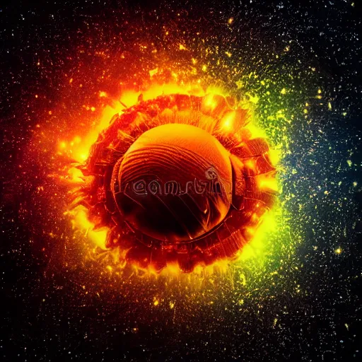 Image similar to realistic explosion, black background, stock image