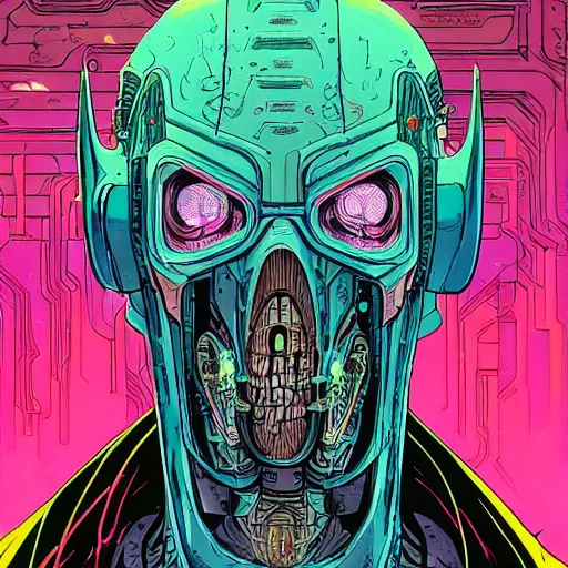 Prompt: portrait of a cybernetic evil lich, cyberpunk concept art by josan gonzales and moebius and enki bilal and and dan mumford and jean claude meziere and philippe druilleg