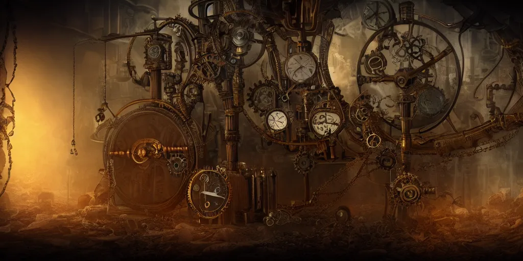 Image similar to steampunk, life after death, 4k