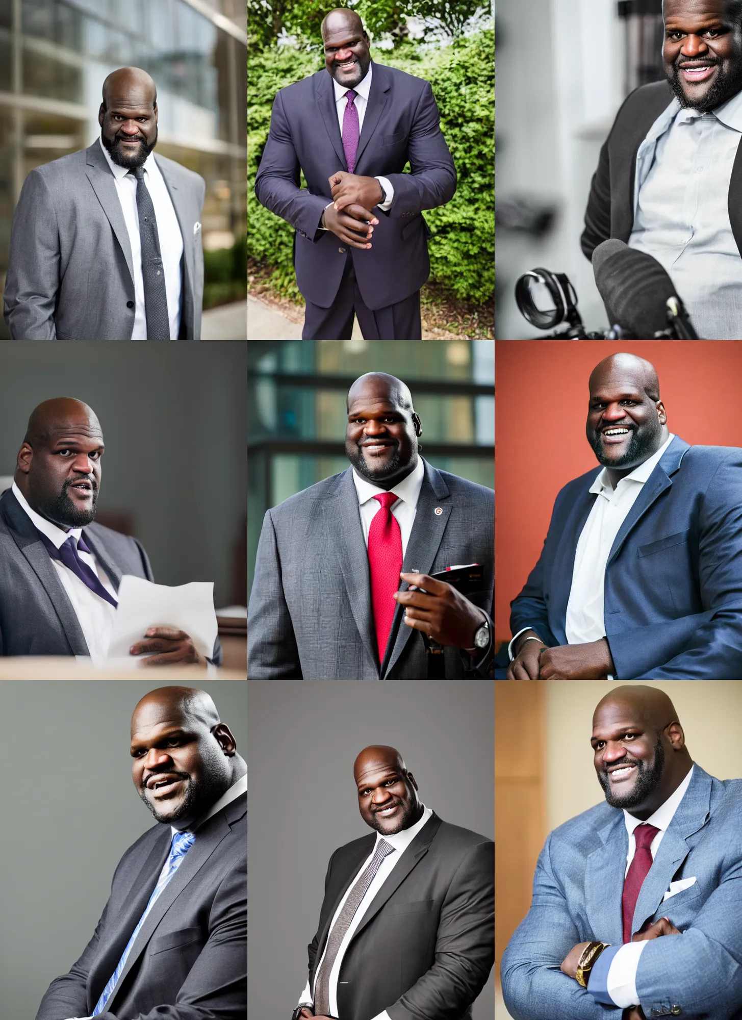 Prompt: dslr photo portrait still of shaquille o'neal as a lawyer 8 5 mm f 1. 8