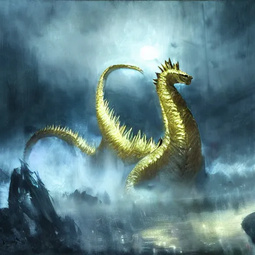 Image similar to king ghidorah by jeremy mann