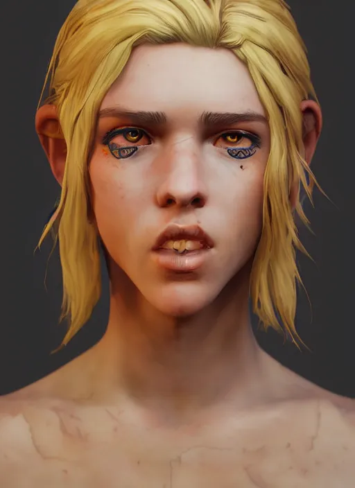 Prompt: An epic fantasy comic book style portrait painting of a young blonde thief, unreal 5, DAZ, hyperrealistic, octane render, cosplay, RPG portrait, dynamic lighting