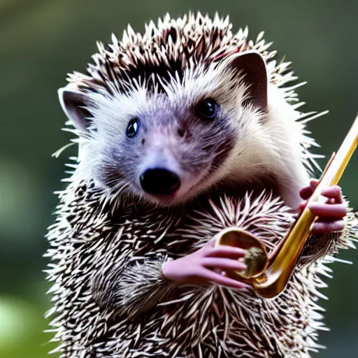 Prompt: a hedgehog conducting an orchestra