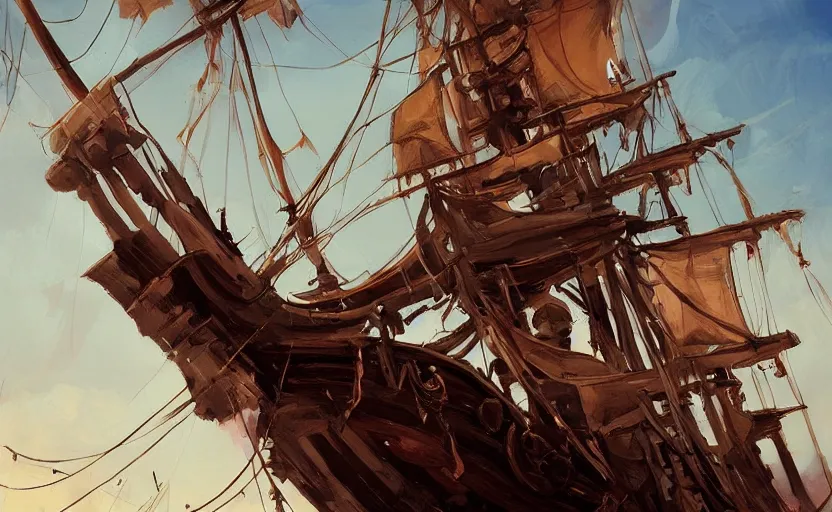 Image similar to pirate ship by vanessa morales, artstation