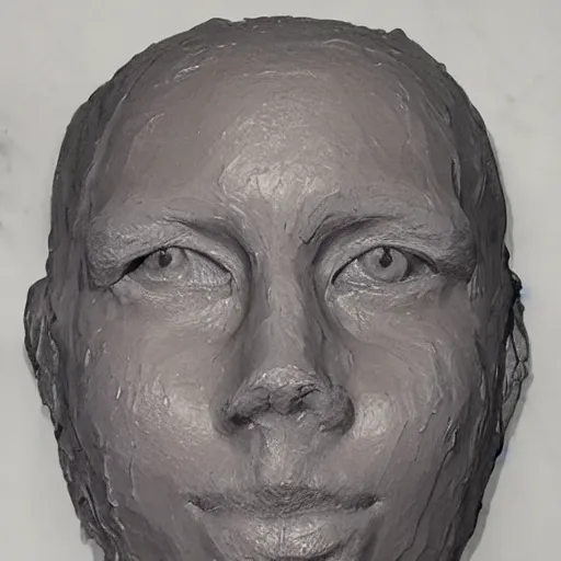 Image similar to sculpting a human face from extremely wet, streaky lines clay