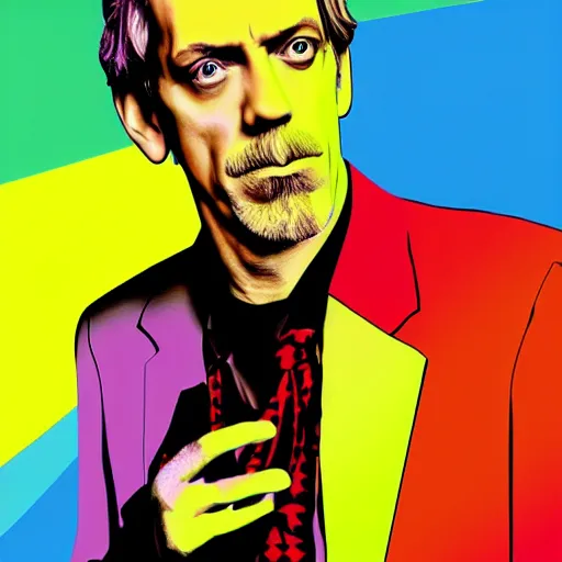 Prompt: rainbow hugh laurie. pop art.