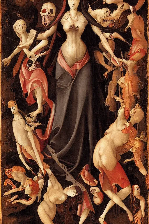 Image similar to digital art of a gothic personification of the goddess of death. renaissance art