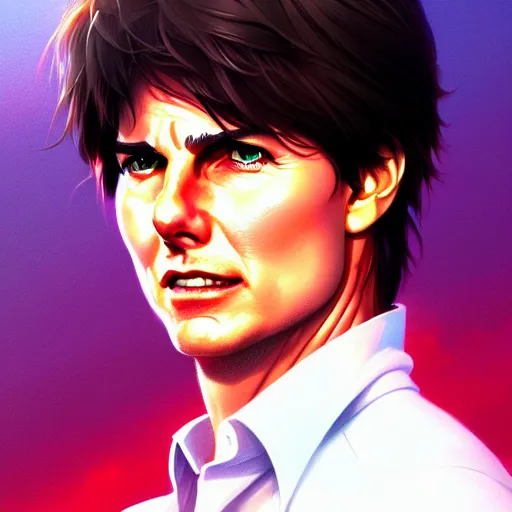 Image similar to tom cruise, portrait shinkai makoto studio ghibli studio key hideaki anno sakimichan stanley artgerm lau rossdraws james jean marc simonetti elegant highly detailed digital painting artstation pixiv