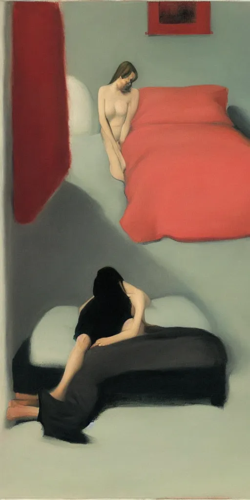 Prompt: lovers melting into a bed, Todd Hido, Edward Hopper, Mark Rothko,