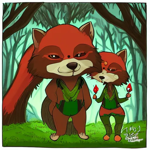 Image similar to 3 woodland critters, resistance, communist, bunny, mouse, fox, political meeting in the woods, antropomorphic, fantasy digital art, art station, green attire, art by kyle ferrin