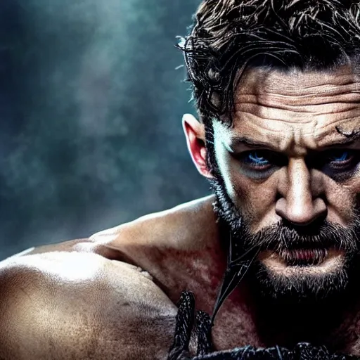 Image similar to Tom Hardy as wolverine very detailed. 4K quality Super Realistic