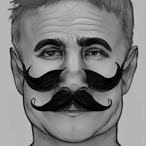 Image similar to the most vile mustache, trending on art station