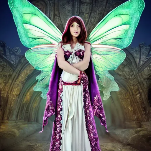 Image similar to beautiful fairy with ornate robes, highly detailed, 4k, HDR, smooth, sharp focus, hyper realistic, high resolution