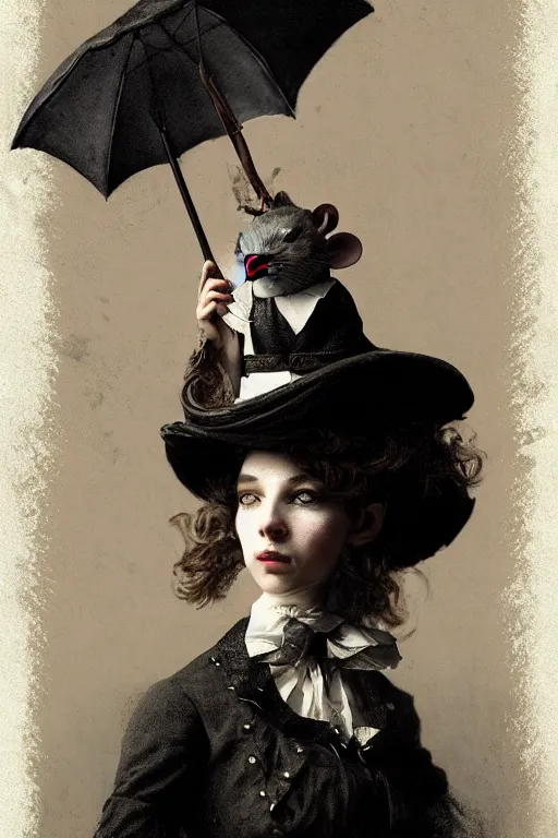 Image similar to wet plate photograph portrait of a victorian - era anthropomorphic rat dressed in a victorian - era clothing, dramatic lighting, highly detailed, digital painting, artstation, concept art, smooth, sharp focus, illustration, art by wlop, mars ravelo and greg rutkowski