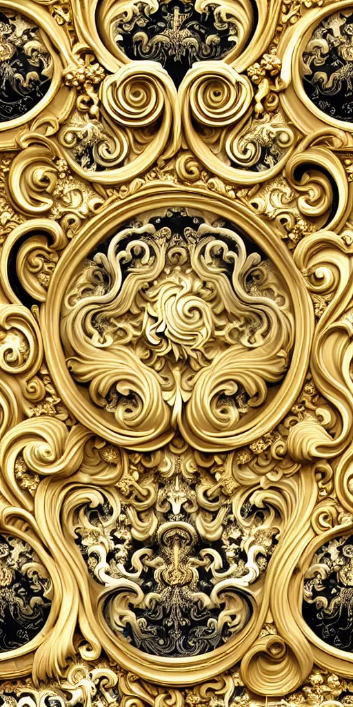 Image similar to the source of future growth dramatic, elaborate emotive Golden Baroque and Rococo styles to emphasise beauty as a transcendental, seamless pattern, symmetrical, large motifs, rainbow syrup splashing and flowing, Palace of Versailles, 8k image, supersharp, spirals and swirls in rococo style, medallions, white smoke, silver black and rainbow colors, perfect symmetry, versace baroque, High Definition, photorealistic, masterpiece, 3D, no blur, sharp focus, photorealistic, insanely detailed and intricate, cinematic lighting, Octane render, epic scene, 8K