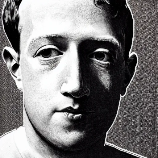 Image similar to Mark Zuckerberg, by Rene Magritte