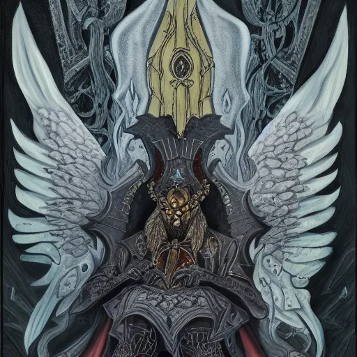 Prompt: a detailed gouache drawing of azazel the enthroned encapsulated in demonskin in the style of dark fantasy, 8k, magic realism, artstation,HQ,deviantart,maximalist