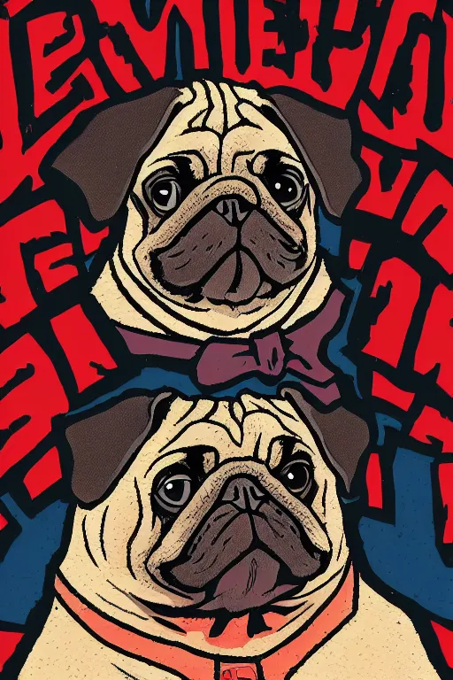 Prompt: Portrait of an evil pug, comic book