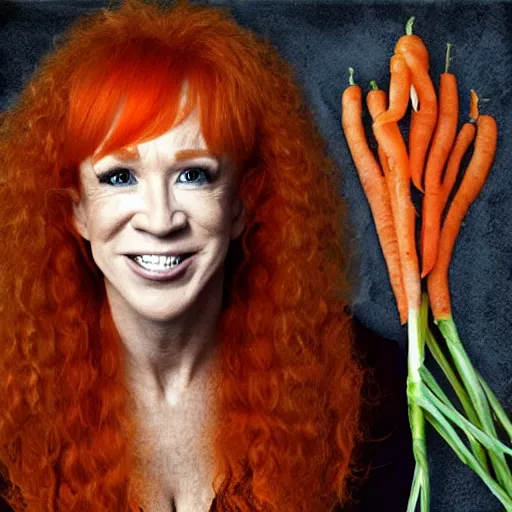 Prompt: [ half kathy griffin ] [ half carrot top ] horror art