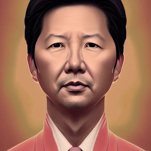 Image similar to symmetry portrait of ken jeong, intricate, elegant, highly detailed, digital painting, artstation, concept art, smooth, sharp focus, illustration, art by artgerm and greg rutkowski and alphonse mucha