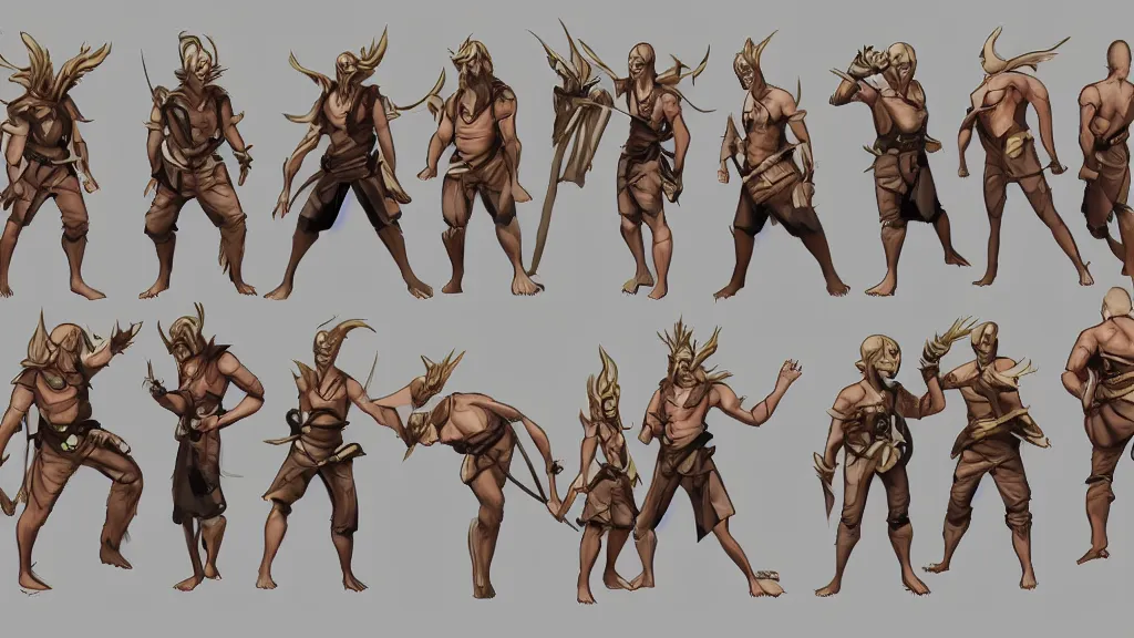 Prompt: a fantasy werelion martial artist character design sheet, trending on artstation