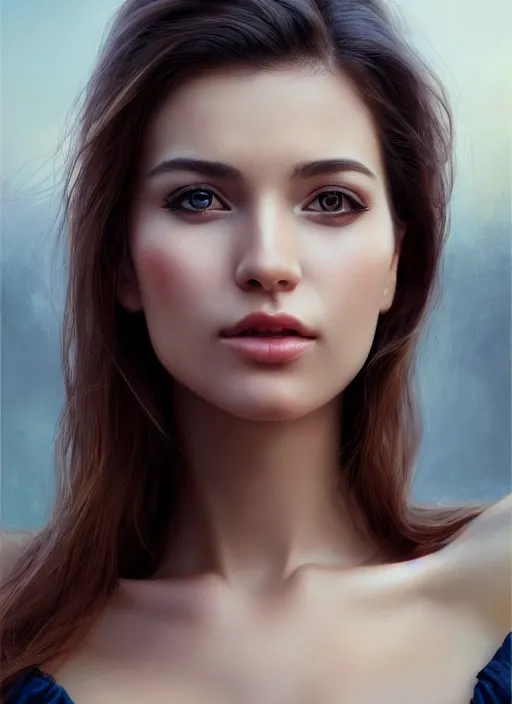 Image similar to photo of a gorgeous young woman in the style of stefan kostic, realistic, professionally retouched, half body shot, sharp focus, 8 k high definition, insanely detailed, intricate, elegant, art by stanley lau and artgerm