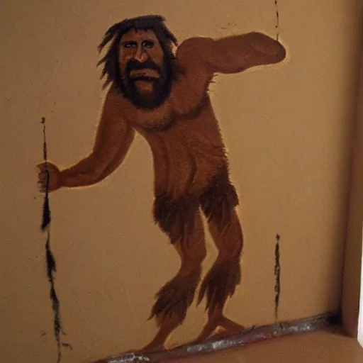 Prompt: a caveman wall painting of darksearch