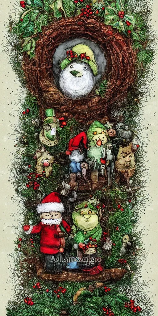 Image similar to a christmas wreath scene by alexander jansson