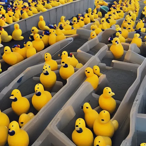 Image similar to An army of rubber ducks