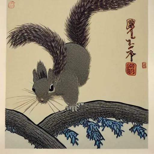 Prompt: squirrel, style of hokusai