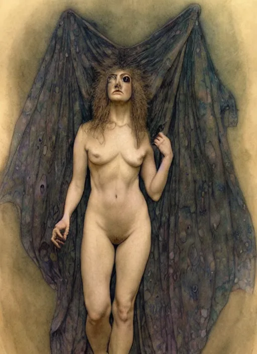 Prompt: hyper realistic p watercolor of a ghost, in the style of austin osman spare, wayne barlowe, gustav moreau, goward, bussiere and roberto ferri, santiago caruso, bouguereau, klimt, saturno butto, sorayama and tom bagshaw. occult art