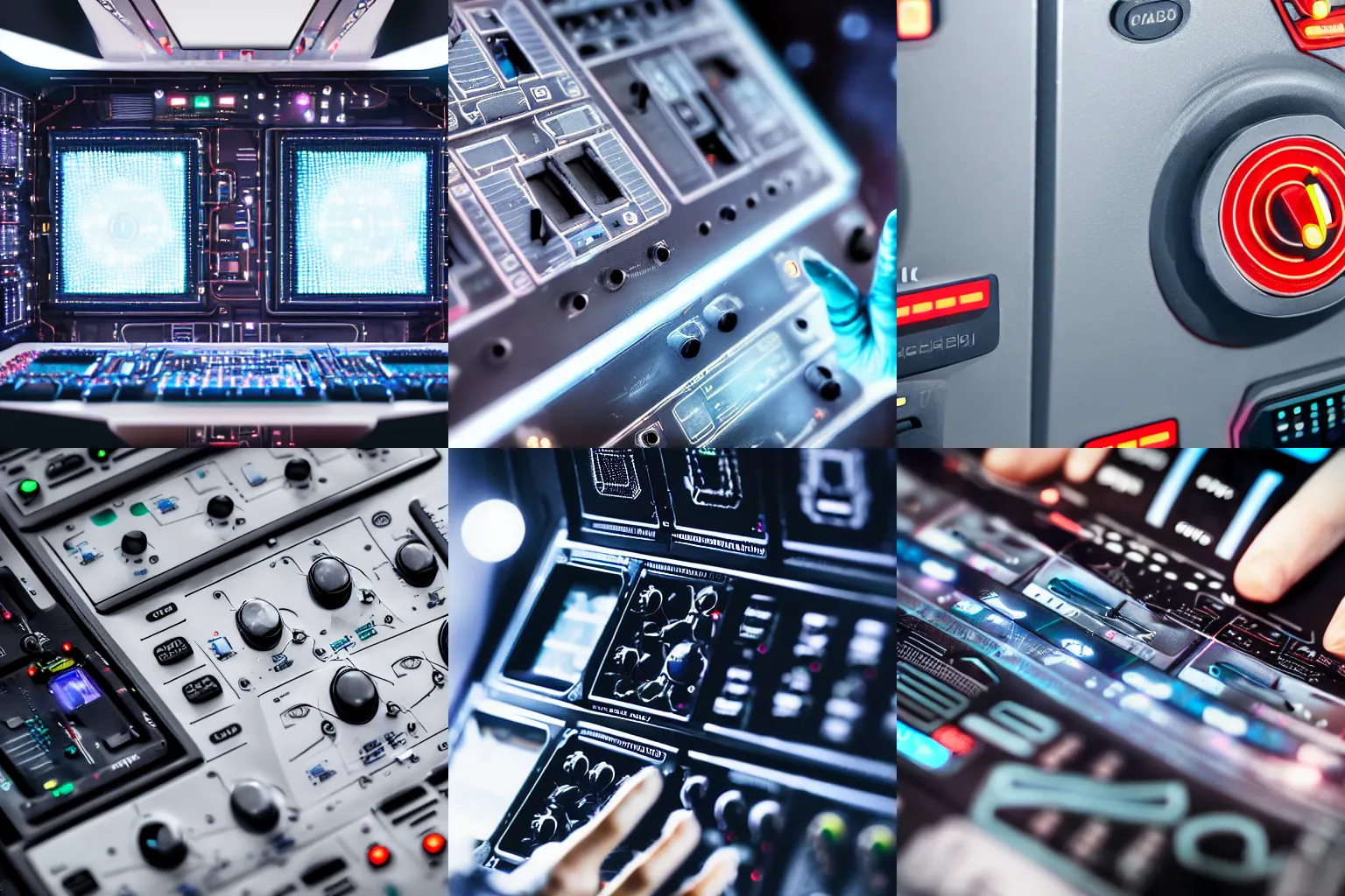 Prompt: close-up of a spaceship control panel being operated by furry hands, today\'s featured sci-fi photography 4k