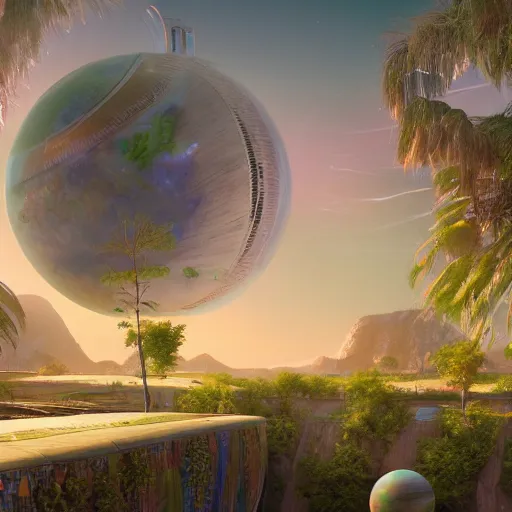 Image similar to a highly detailed 3 d render of colorful solarpunk planets, matte painting, dreamy ethereal vibes, trending on artstation, 8 k,