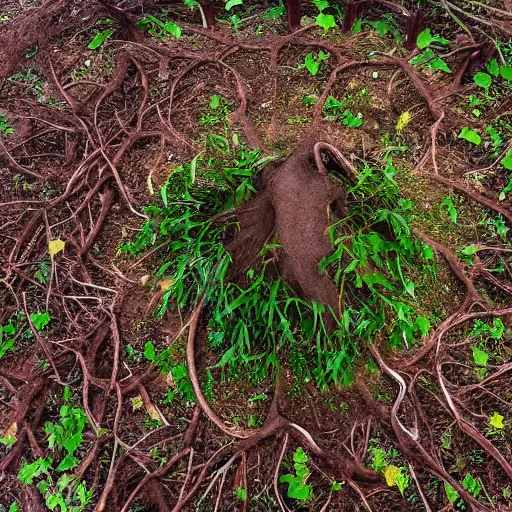 Prompt: roots winding in a circle