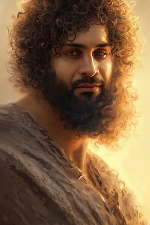 Image similar to a curly - haired persian guy god of the cognition, highly detailed, d & d, fantasy, highly detailed, digital painting, trending on artstation, concept art, sharp focus, illustration, art by artgerm and greg rutkowski and magali villeneuve