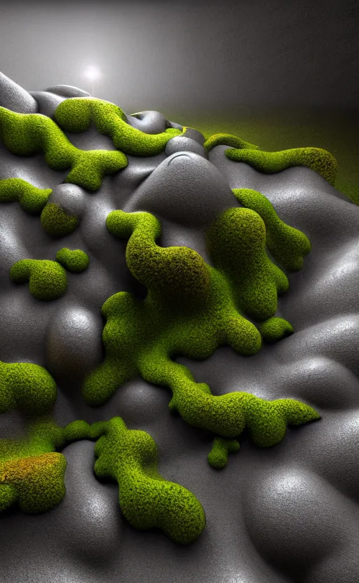 Image similar to highly detailed ultra sharp 3 d render cinematic composition of a smooth ceramic porcelain biomorphic magnolia stone nebula fluid fractal sci - fi surreal architecture landscape, granite, metallic, magnesium, marble, moss and lichen, vincent callebaut composition, mamou - mani, archviz, beautiful lighting, 8 k, unreal engine, hdr,