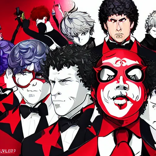 Image similar to will ferrell action portrait in the style of persona 5, atlus video game