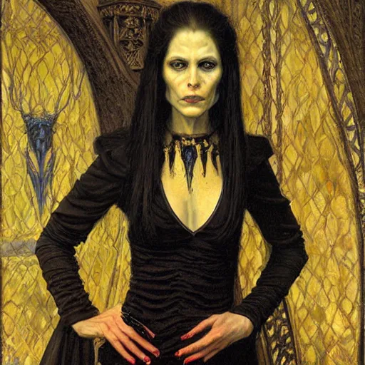 Prompt: portrait of a vampire priestess, by donato giancola and berthold woltze.