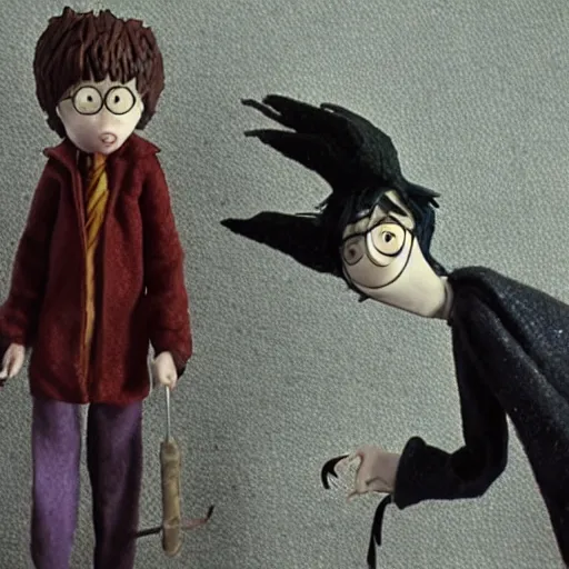 Image similar to film still of Harry Potter in stop motion in the style of Coraline