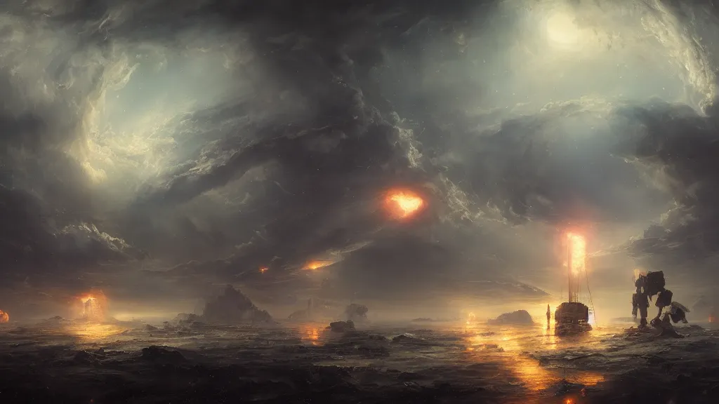 Image similar to von neumann probes replicating in the galaxy. andreas achenbach, artgerm, mikko lagerstedt, zack snyder 3 8 4 0 x 2 1 6 0