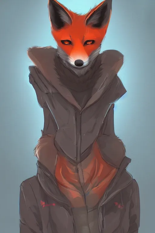 Image similar to a fox fursona, trending on artstation, by kawacy, furry art, digital art, cyberpunk, high quality, backlighting