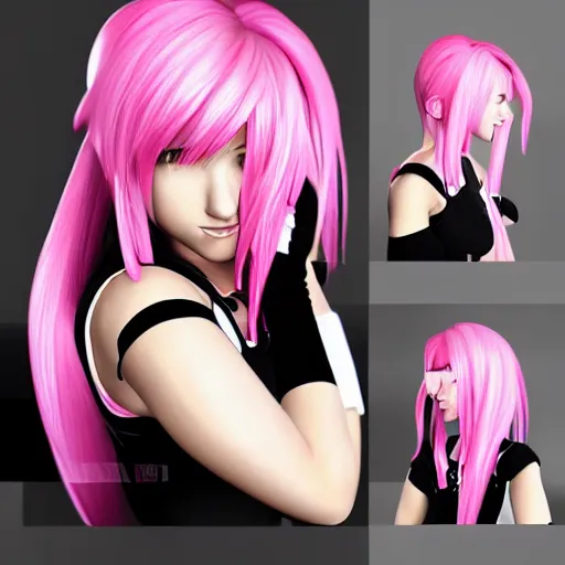 Image similar to high quality head and shoulders tifa lockhart with light pink hair, trending on artstation